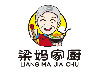 梁媽家廚餐飲連鎖商標(biāo)logo設(shè)計