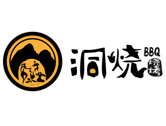 薛永輝的洞燒燒烤人物水墨logologo設計