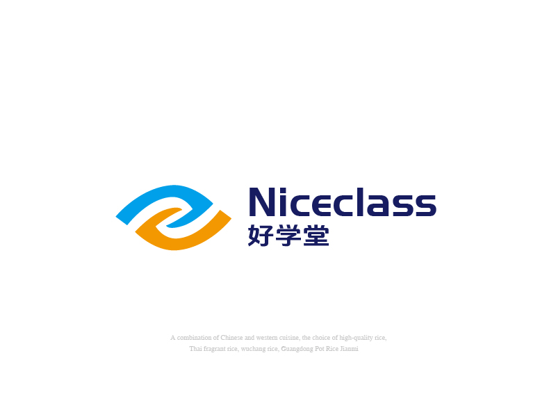 張俊的英文名字是“Niceclass ”，中文名字是“好學(xué)堂”logo設(shè)計